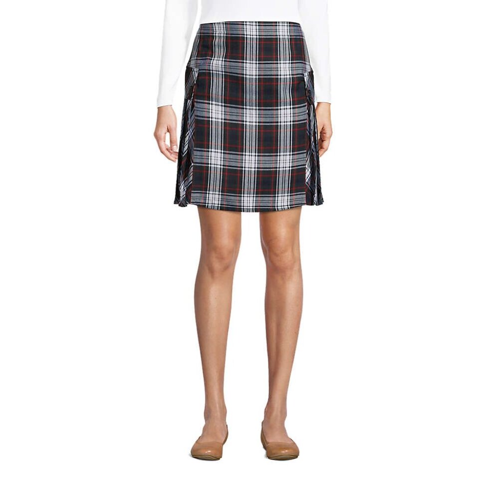 Lands' End School Uniform Women's Side Pleat Plaid Skort Above the Knee, NWT